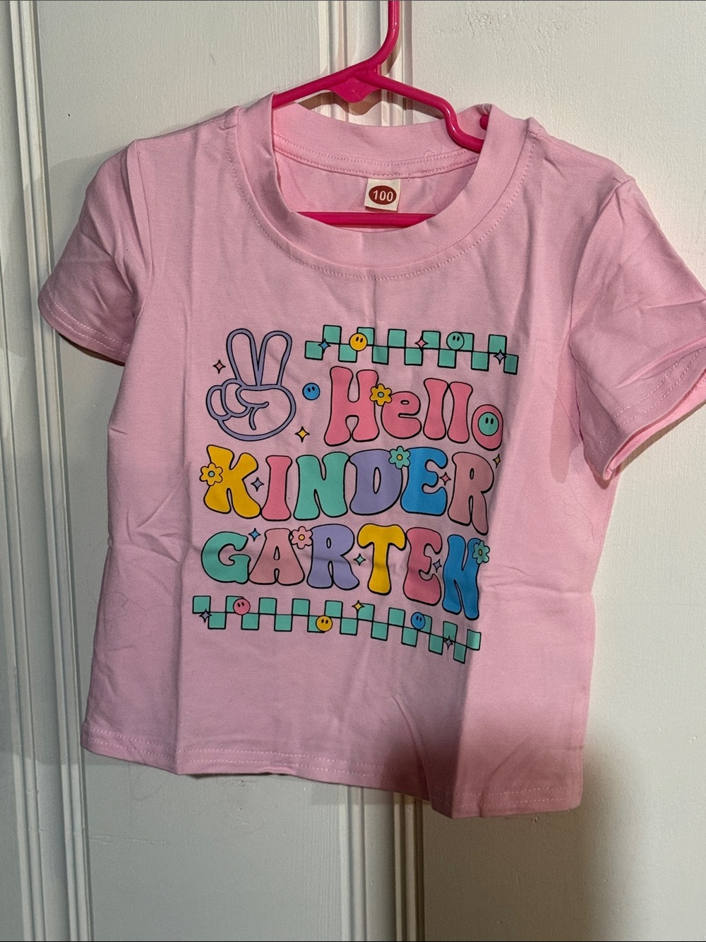 Source Unknown Pink "Hello Kindergarten" Short Sleeve Tee